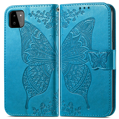 Leather Case Stands Butterfly Flip Cover Holder for Samsung Galaxy A22s 5G Blue