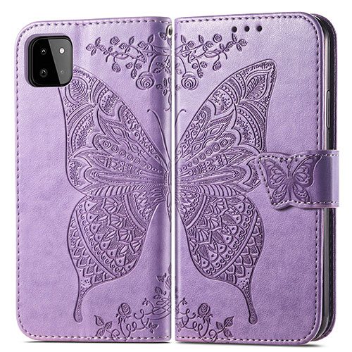 Leather Case Stands Butterfly Flip Cover Holder for Samsung Galaxy A22s 5G Clove Purple