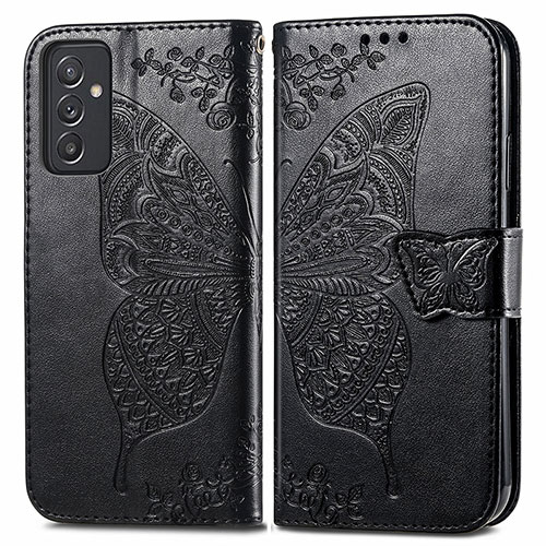 Leather Case Stands Butterfly Flip Cover Holder for Samsung Galaxy A24 4G Black