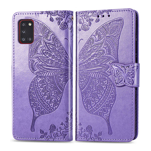 Leather Case Stands Butterfly Flip Cover Holder for Samsung Galaxy A31 Clove Purple