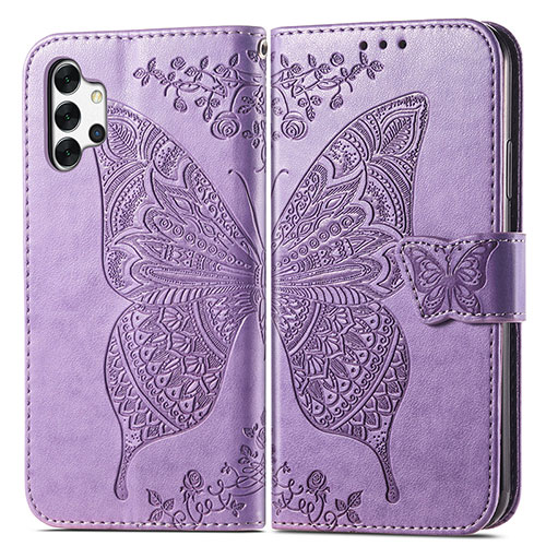 Leather Case Stands Butterfly Flip Cover Holder for Samsung Galaxy A32 5G Clove Purple