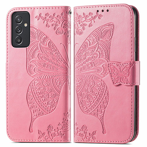 Leather Case Stands Butterfly Flip Cover Holder for Samsung Galaxy A35 5G Hot Pink