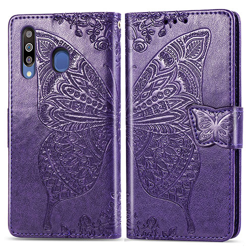 Leather Case Stands Butterfly Flip Cover Holder for Samsung Galaxy A40s Purple
