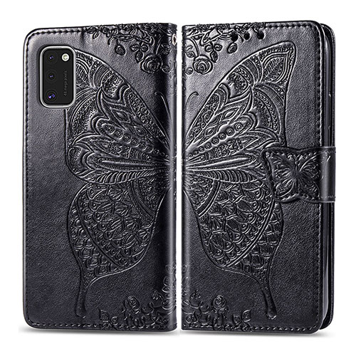 Leather Case Stands Butterfly Flip Cover Holder for Samsung Galaxy A41 Black