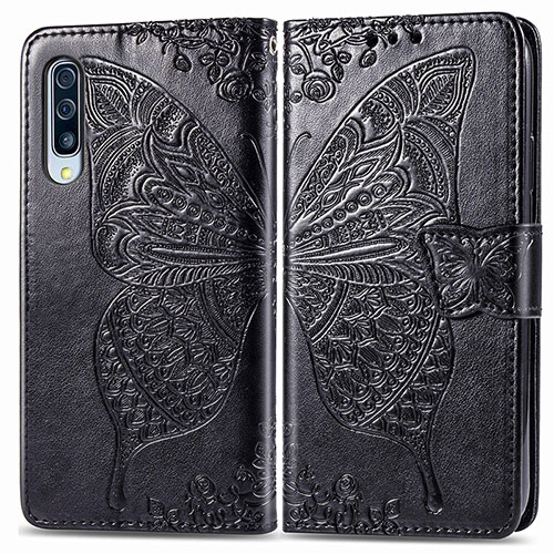 Leather Case Stands Butterfly Flip Cover Holder for Samsung Galaxy A50S Black