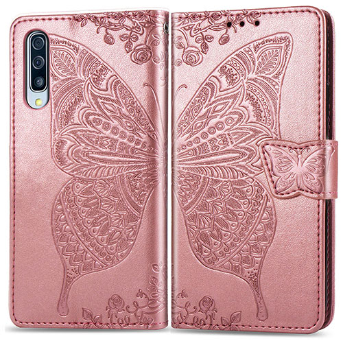 Leather Case Stands Butterfly Flip Cover Holder for Samsung Galaxy A70 Pink