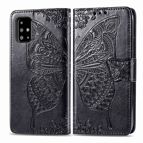 Leather Case Stands Butterfly Flip Cover Holder for Samsung Galaxy A71 4G A715 Black