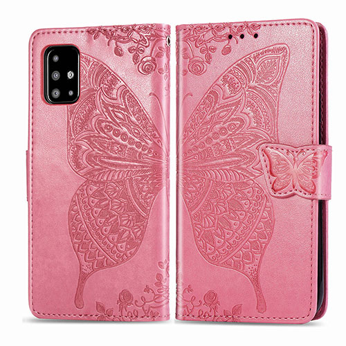 Leather Case Stands Butterfly Flip Cover Holder for Samsung Galaxy A71 4G A715 Hot Pink