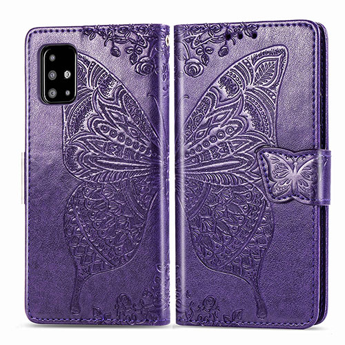 Leather Case Stands Butterfly Flip Cover Holder for Samsung Galaxy A71 4G A715 Purple