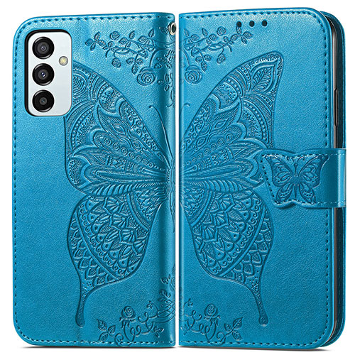 Leather Case Stands Butterfly Flip Cover Holder for Samsung Galaxy F23 5G Blue