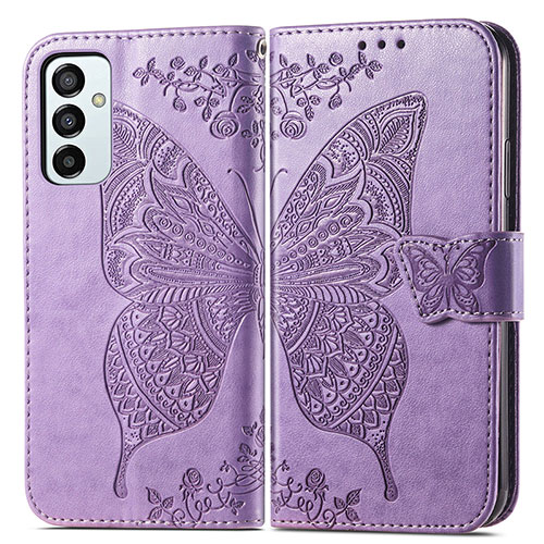 Leather Case Stands Butterfly Flip Cover Holder for Samsung Galaxy F23 5G Clove Purple