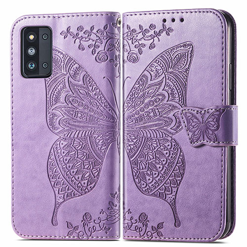 Leather Case Stands Butterfly Flip Cover Holder for Samsung Galaxy F52 5G Clove Purple