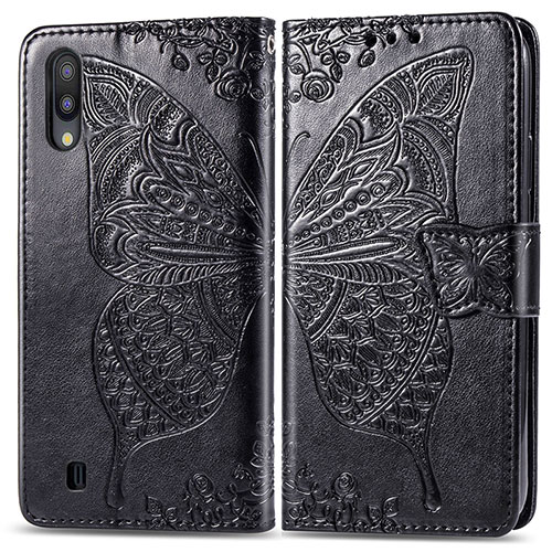 Leather Case Stands Butterfly Flip Cover Holder for Samsung Galaxy M10 Black