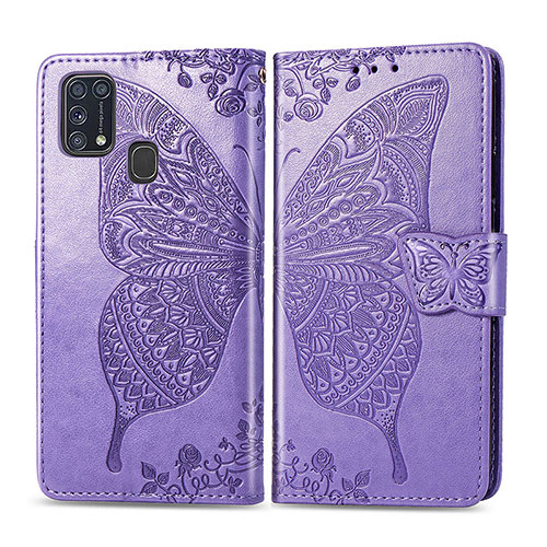 Leather Case Stands Butterfly Flip Cover Holder for Samsung Galaxy M31 Clove Purple