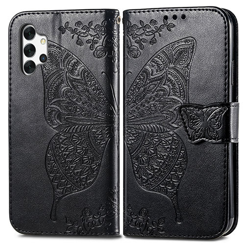 Leather Case Stands Butterfly Flip Cover Holder for Samsung Galaxy M32 5G Black