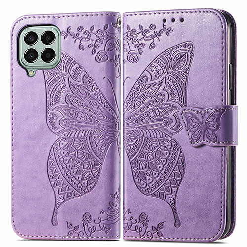 Leather Case Stands Butterfly Flip Cover Holder for Samsung Galaxy M33 5G Clove Purple