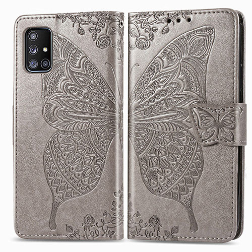 Leather Case Stands Butterfly Flip Cover Holder for Samsung Galaxy M40S Gray