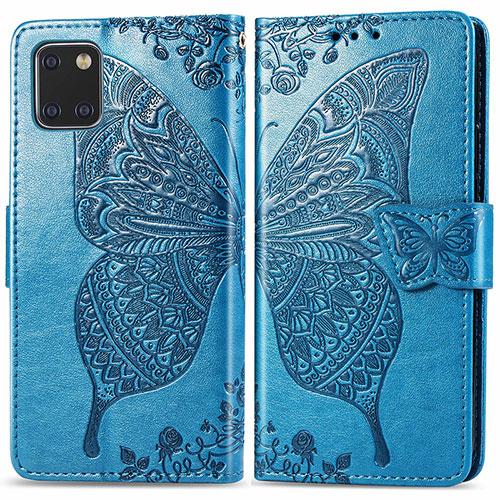 Leather Case Stands Butterfly Flip Cover Holder for Samsung Galaxy M60s Blue