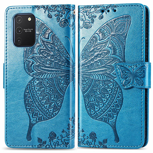 Leather Case Stands Butterfly Flip Cover Holder for Samsung Galaxy M80S Blue