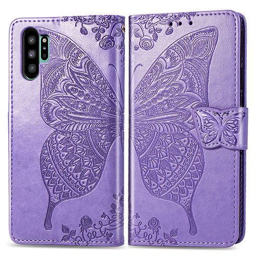 Leather Case Stands Butterfly Flip Cover Holder for Samsung Galaxy Note 10 Plus 5G Clove Purple