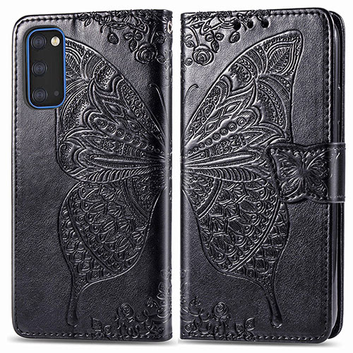 Leather Case Stands Butterfly Flip Cover Holder for Samsung Galaxy S20 5G Black