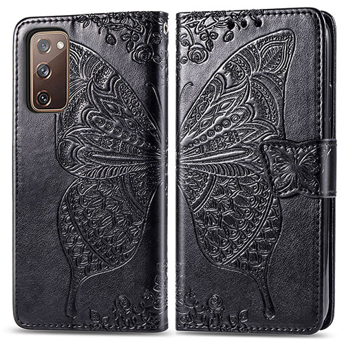 Leather Case Stands Butterfly Flip Cover Holder for Samsung Galaxy S20 FE 4G Black