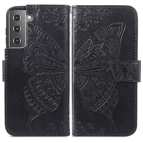 Leather Case Stands Butterfly Flip Cover Holder for Samsung Galaxy S22 Plus 5G Black