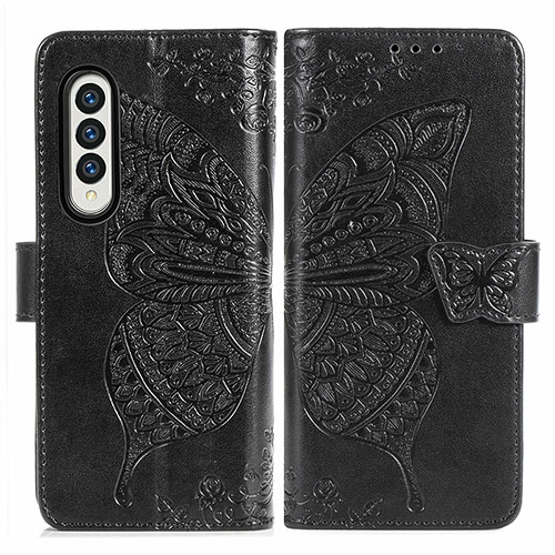 Leather Case Stands Butterfly Flip Cover Holder for Samsung Galaxy Z Fold4 5G Black