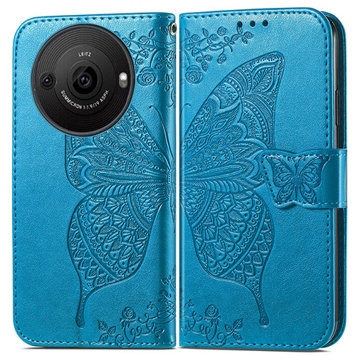 Leather Case Stands Butterfly Flip Cover Holder for Sharp Aquos R8 Pro Blue