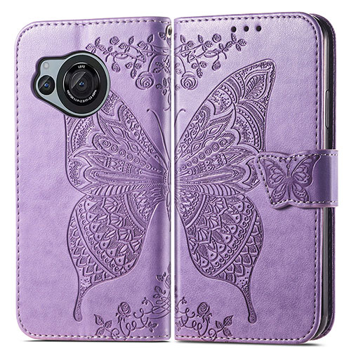 Leather Case Stands Butterfly Flip Cover Holder for Sharp Aquos R8s Clove Purple