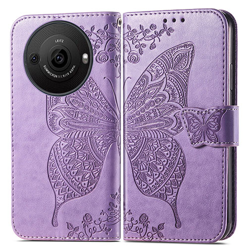 Leather Case Stands Butterfly Flip Cover Holder for Sharp Aquos R8s Pro Clove Purple