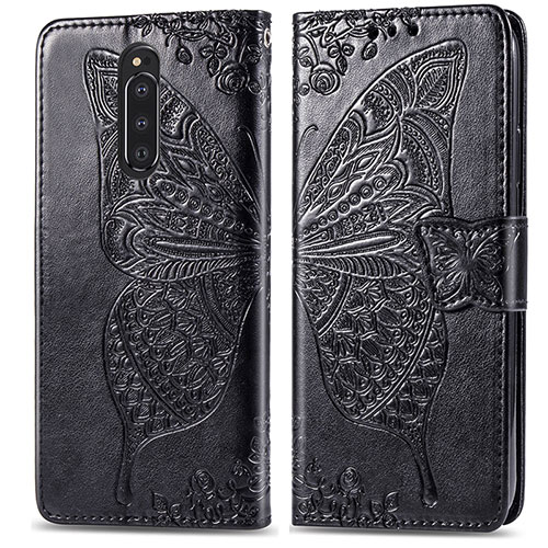 Leather Case Stands Butterfly Flip Cover Holder for Sony Xperia 1 Black