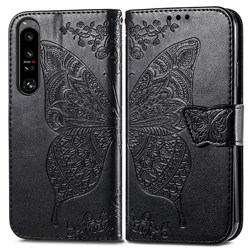 Leather Case Stands Butterfly Flip Cover Holder for Sony Xperia 1 IV Black