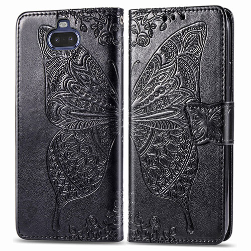 Leather Case Stands Butterfly Flip Cover Holder for Sony Xperia 8 Black