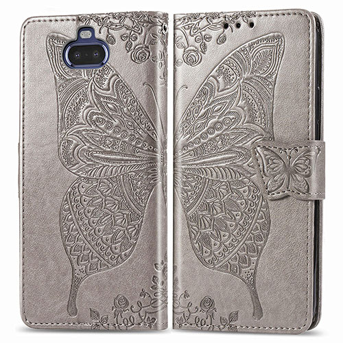 Leather Case Stands Butterfly Flip Cover Holder for Sony Xperia 8 Gray