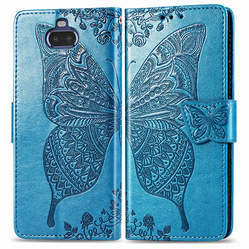 Leather Case Stands Butterfly Flip Cover Holder for Sony Xperia 8 Lite Blue