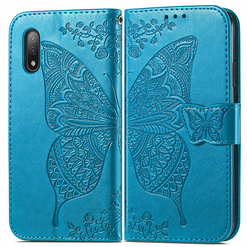 Leather Case Stands Butterfly Flip Cover Holder for Sony Xperia Ace II Blue