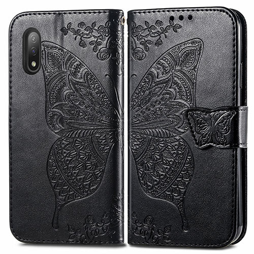 Leather Case Stands Butterfly Flip Cover Holder for Sony Xperia Ace II SO-41B Black