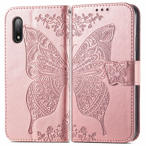 Leather Case Stands Butterfly Flip Cover Holder for Sony Xperia Ace II SO-41B Pink