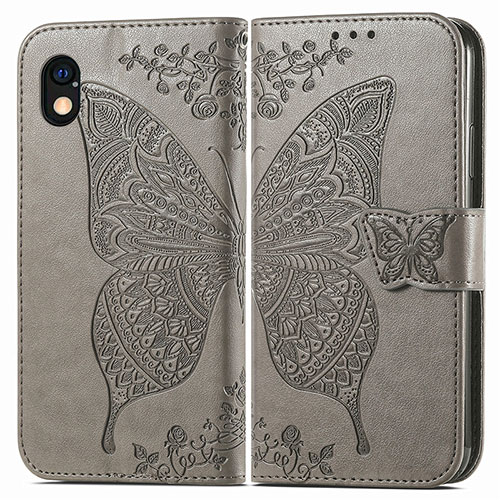 Leather Case Stands Butterfly Flip Cover Holder for Sony Xperia Ace III Gray