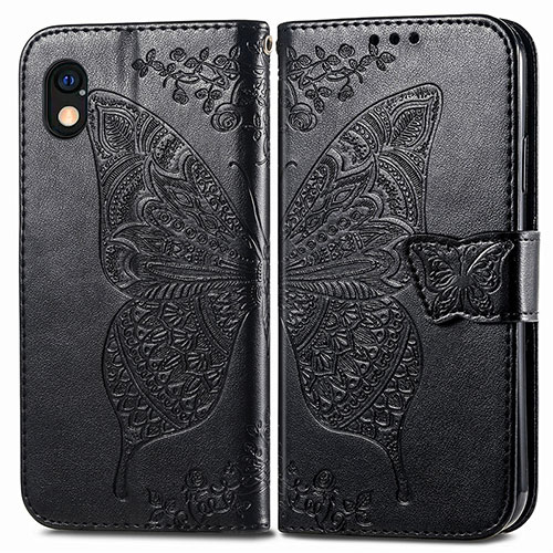 Leather Case Stands Butterfly Flip Cover Holder for Sony Xperia Ace III SO-53C Black