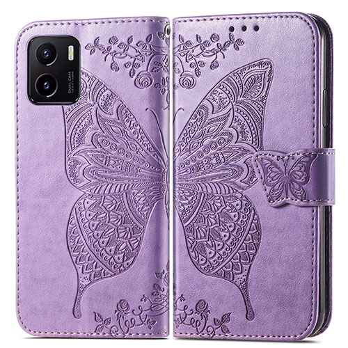 Leather Case Stands Butterfly Flip Cover Holder for Vivo Y01 Clove Purple