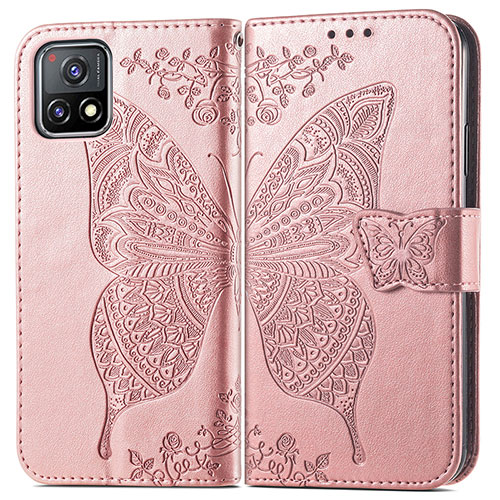 Leather Case Stands Butterfly Flip Cover Holder for Vivo Y31s 5G Pink