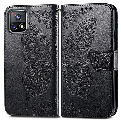 Leather Case Stands Butterfly Flip Cover Holder for Vivo Y54s 5G Black