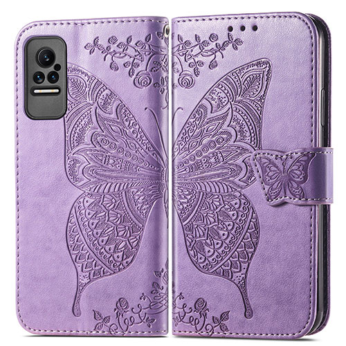 Leather Case Stands Butterfly Flip Cover Holder for Xiaomi Civi 1S 5G Clove Purple