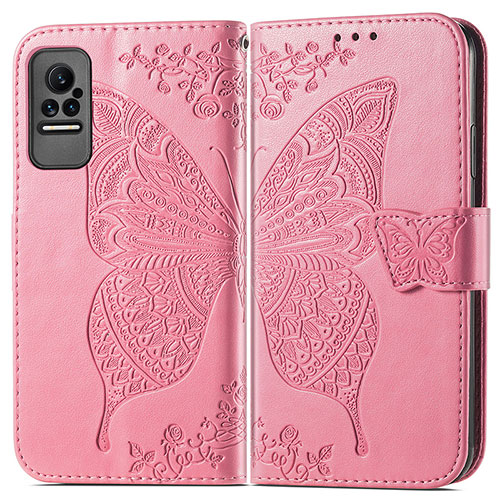 Leather Case Stands Butterfly Flip Cover Holder for Xiaomi Civi 1S 5G Hot Pink