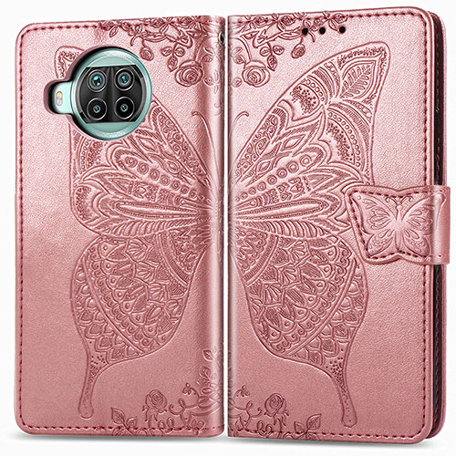 Leather Case Stands Butterfly Flip Cover Holder for Xiaomi Mi 10i 5G Pink