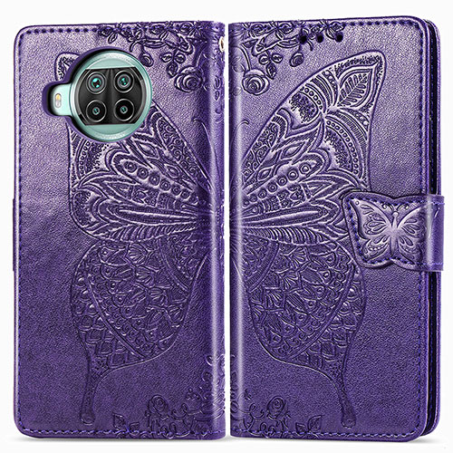 Leather Case Stands Butterfly Flip Cover Holder for Xiaomi Mi 10i 5G Purple