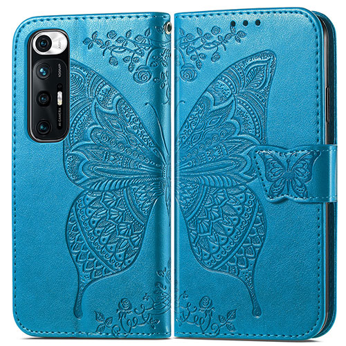 Leather Case Stands Butterfly Flip Cover Holder for Xiaomi Mi 10S 5G Blue