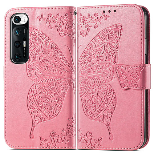 Leather Case Stands Butterfly Flip Cover Holder for Xiaomi Mi 10S 5G Hot Pink